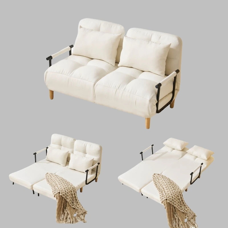 【日本国内出荷-3日で配達】ソファーベッド ソファベッド ローソファー 2人掛け マルチに使える3WAY 6段階リクライニング クッション付き 座椅子 ソファ 折りたたみベッド DJYC28