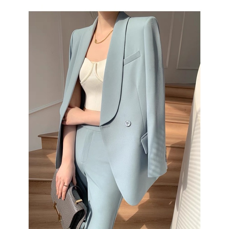 春秋 セットアップ 涼しく楽ちんセットアップ韓国ファッション レトロ 通勤 おしゃれ スーツズボンスカートベストキャリアウーマン スーツ着 OL職業服 ウエスト引き締め 二点セット