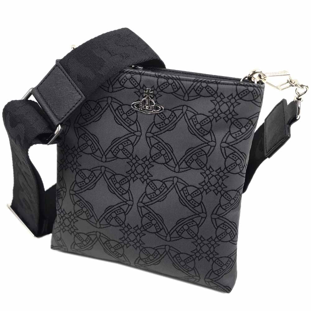 ヴィヴィアンウエストウッド ショルダーバッグ クロスボディ サコッシュ 斜め掛け レディース ブラック グレーVivienne Westwood 51160006-W00IG-N201