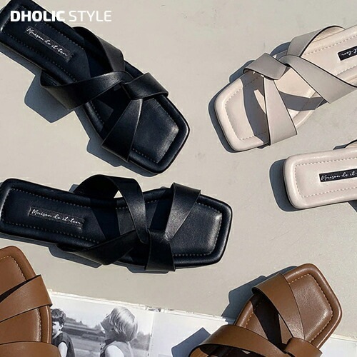 [メガ割りSALE]ツイストストラップレザー調サンダル・p374410