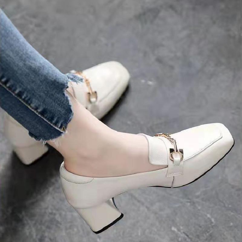 最安値挑戦 パンプス スリッポン モカシン レディース ローファー チャンキーヒール おしゃれ ハイヒールシューズ キレイめ お洒落 痛くない 美脚 靴 シューズ