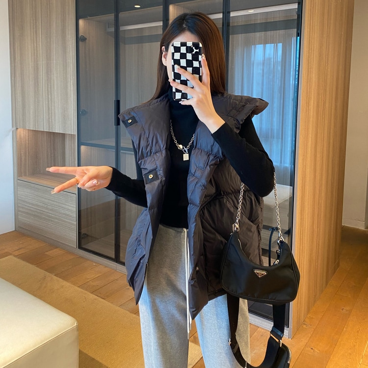 ダックダウン フード ダウン ベスト