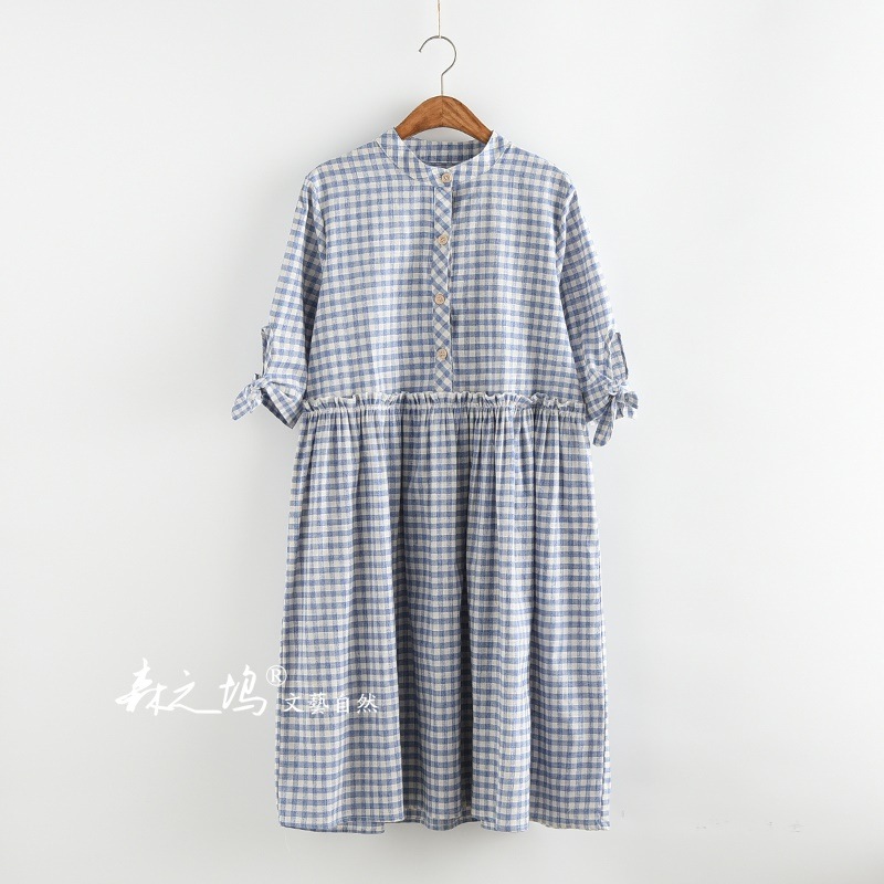 1005.シンプルチェック柄ワンピース（ブルー） 100,000円