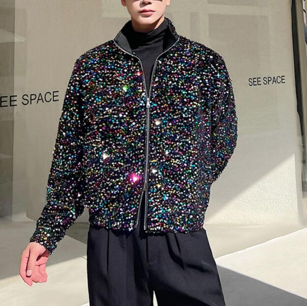 スパンコールアウター2023 新作 韓国ファッション メンズ 長袖 ジャケット J156