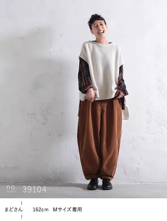 「soulberry」 イージーパンツ レディース レディース ワイドパンツ バルーンパンツ レディース コクーン 半端丈 クロップド コーデュロイ 綿 コットン ボトムス