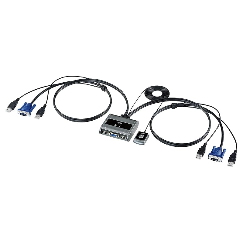 即納：サンワサプライ(Sanwa Supply) パソコン切替器(エミュレーション非搭載・手元スイッチ付き) SW-KVM2UUSN2 ブラック