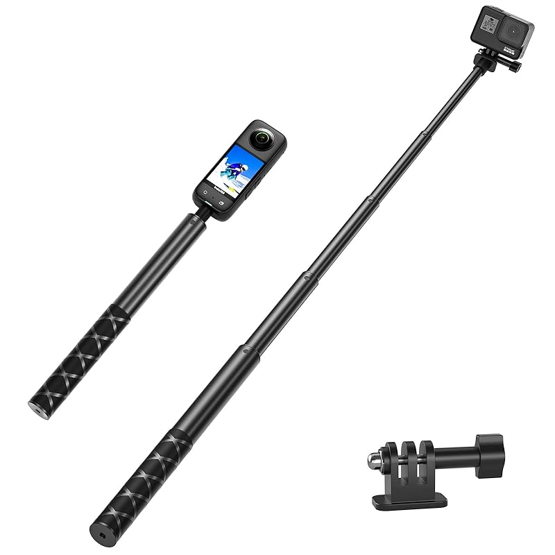117cm アクションカメラ自撮り棒 見えない自撮り棒 長さ28.5cmから117cmまで ５階伸縮 全アルミ製 コンパクト 軽量 Insta360 X3 GO 2/ONE X2/ONE RS/GoP 4,665円