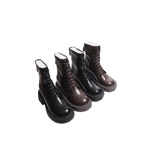 インナーハイキングマーチンブーツ女性英倫秋冬小柄厚底太ヒール後ろファスナー本革ショートブーツ