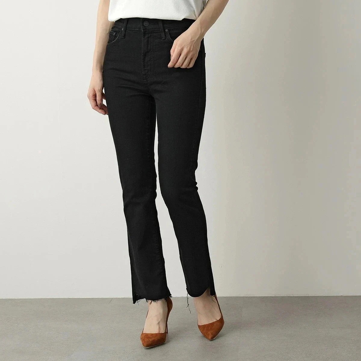 MOTHER マザー 1157-180 THE INSIDER CROP STEP FRAY デニム ストレッチ パンツ カットオフ レイヤーカット ジーンズ