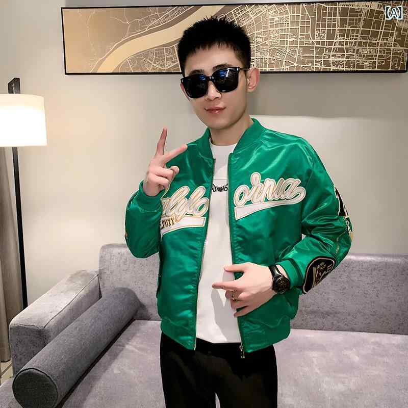 アウター メンズ カジュアル おしゃれ 春秋 刺繍 ベースボール ジャケット 韓国 トレンディ カジュアル ジャケットワーク トップス