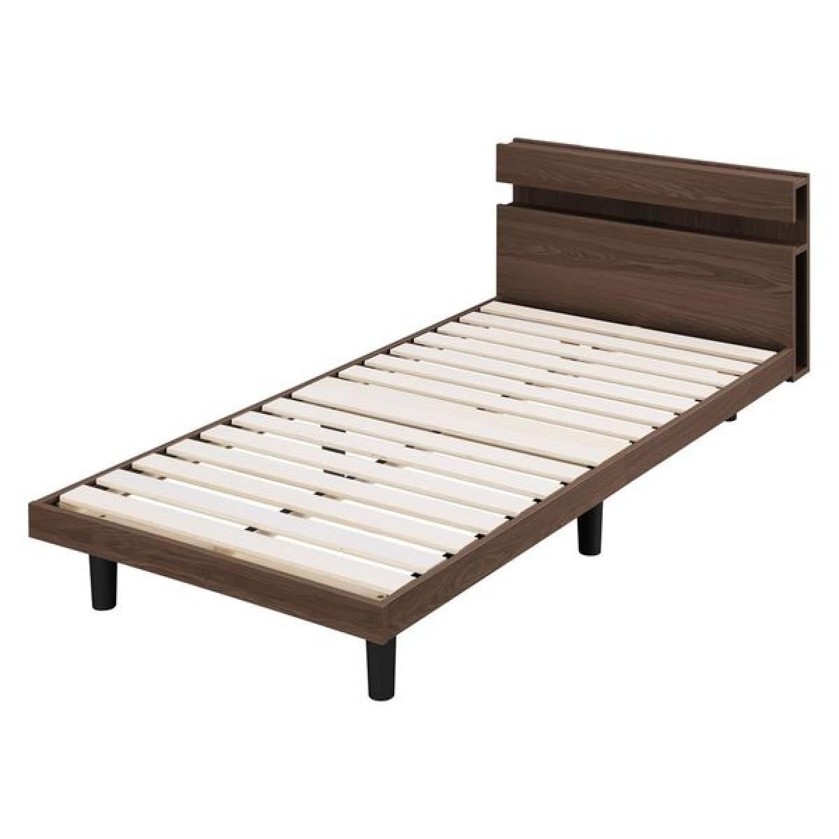 【I】【代引不可】 アイリスオーヤマ すのこベッド シングル SNBS-S ウォールナット ベッド 通気性 コンセント付 収納スペース【北海道・沖縄・離島不可】【代引不可/ 18,360円