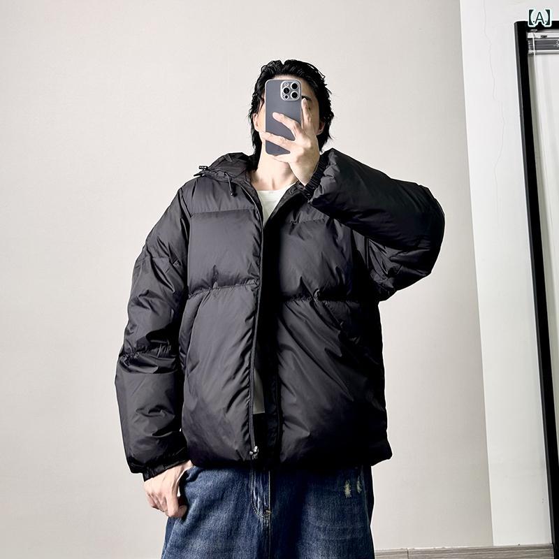 アウター メンズ カジュアル おしゃれ フード 厚手 ブレッド ジャケット 防寒 90 ダウン シンプル 快適 ダウン ジャケット トレンド