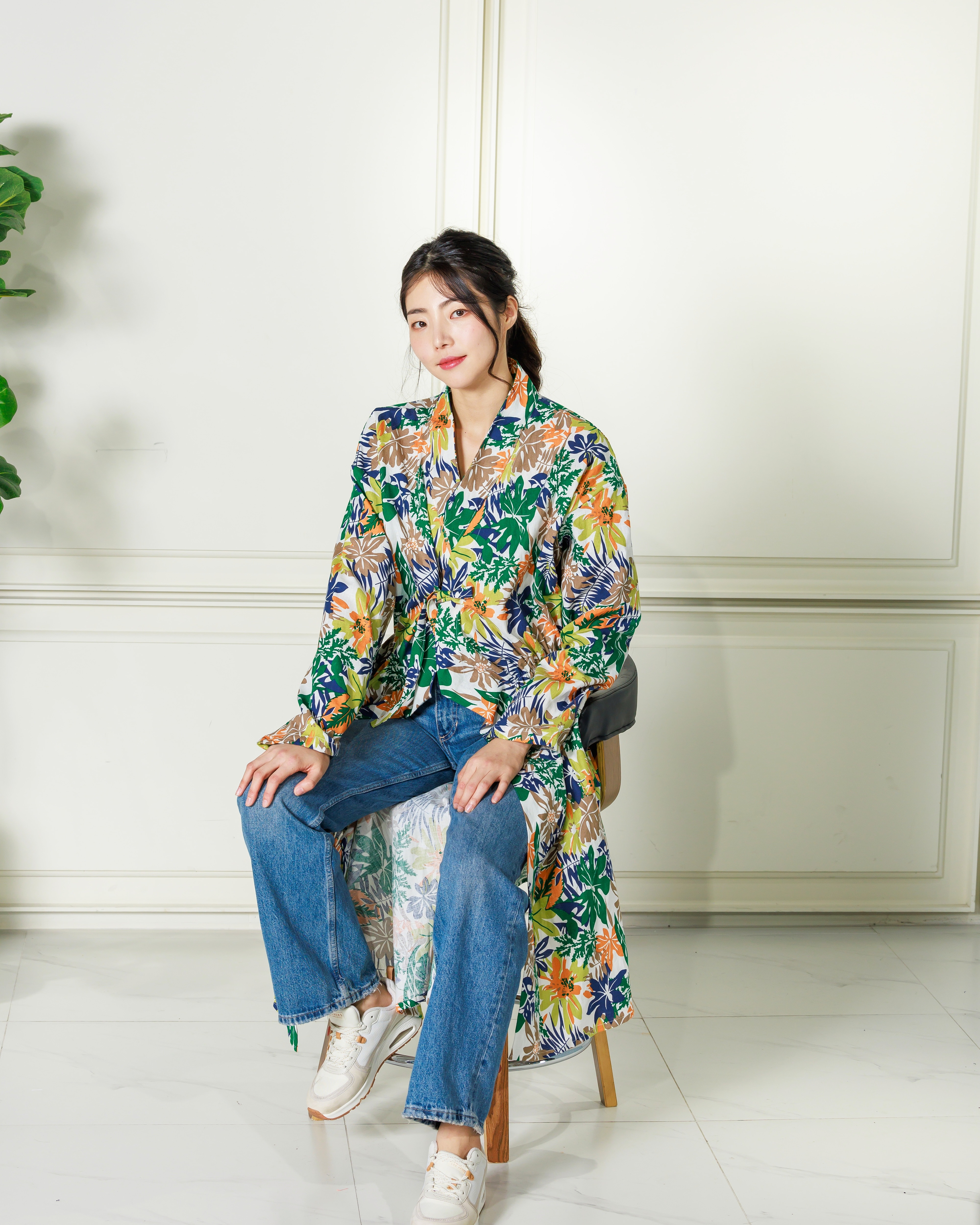 트로피컬 린넨 롱 저고리 자켓 (그린.블루,블랙)
