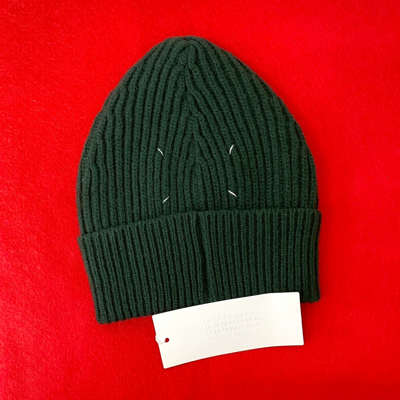 4ステッチニットキャップ ウール グリーン 09597