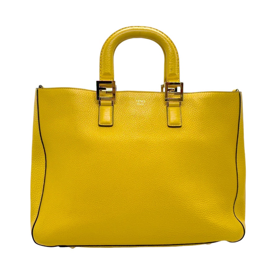 フェンディ FENDI ハンドバッグ ショルダーバッグ セレリア レザー イエロー ゴールド レディース 8BH368-SFR z2561