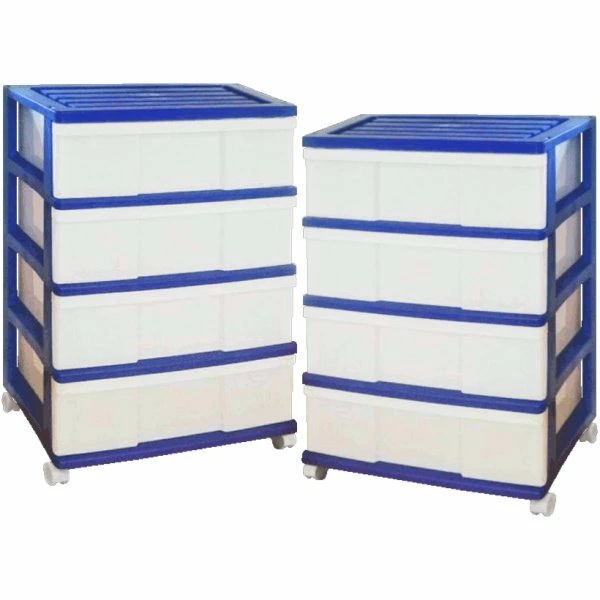 収納ケース プラスチック 引き出し ワイド 4段 2個組 幅60 おしゃれロイヤルブルー キャスター 9,071円