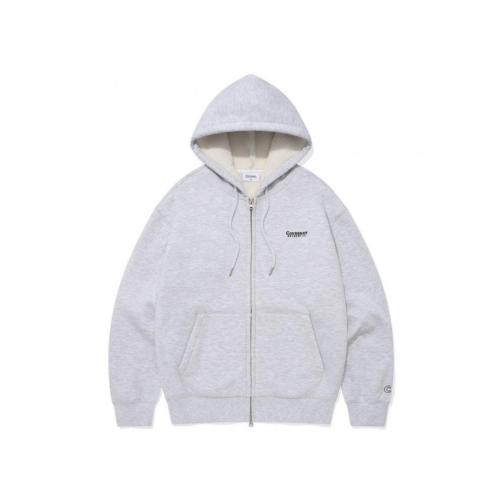 COVERNAT 24FW スモールオーセンティックボアフーディージップアップヘザーグレー