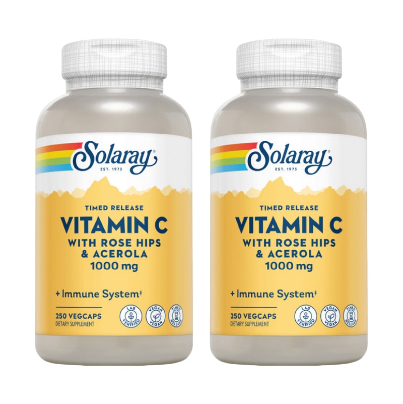 Solaray タイムリリース ビタミンCローズヒップ& アセロラ1000mg 250カプセル (2個セット)
