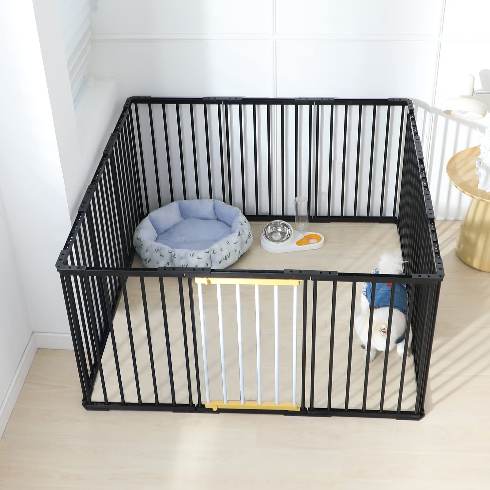 Shinyever ペットサークル 犬 ゲージ 中型犬 ドア付き 幅168*奥行84*高70cm 犬 サークル ペットフェンス 大型 サークルケージ 大型犬用ゲージ 室内 組み立て簡単 工具不要(16