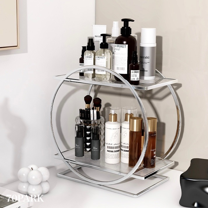 ラウンド フレーム 二段 収納 ラック 全2色 香水収納 洗面台 ディスプレイ おしゃれ スパイスラック 韓国インテリア 韓国雑貨 韓国っぽ インテリア雑貨 韓国 70PARK