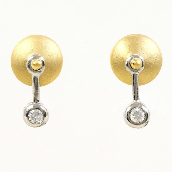 PT850 プラチナ K18YG ピアス ダイヤ 0.05 ×2 ジュエリー 中古
