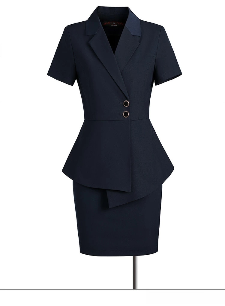 職業用 夏季 スーツ 半袖 美容室 珠宝店 仕事服 薄型 修身