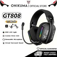 ONIKUMA ワイヤレス ゲーミング ヘッドセット: 2.4G/有線/Bluetooth 3 モード曲げ可能な HD マイクソフト イヤーパッドPC/PS4/5 用の没入型サウンド