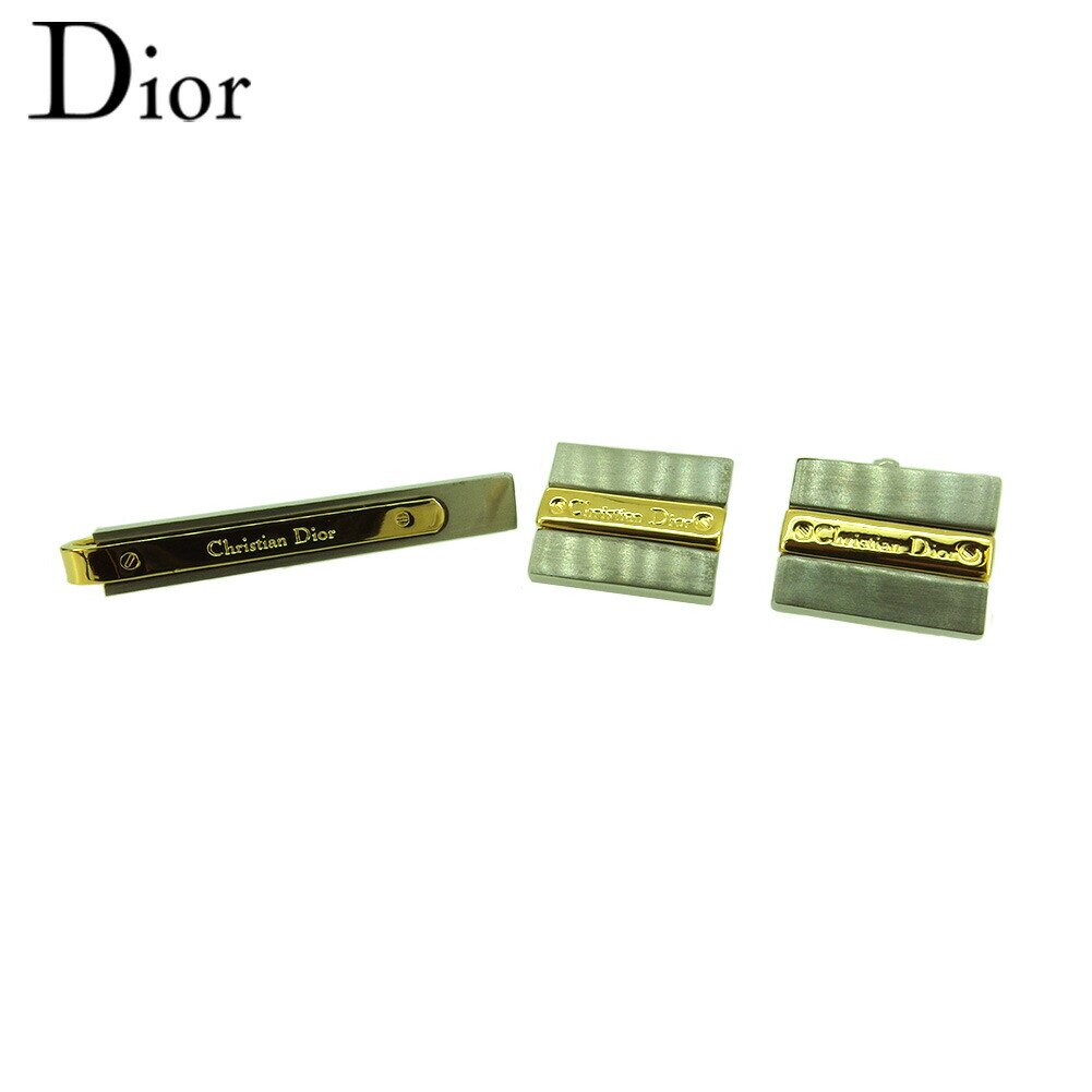 カフス タイピン カフリンクス ネイクタイピン 2アイテムセット メンズ ロゴ入り シルバー ゴールド 中古