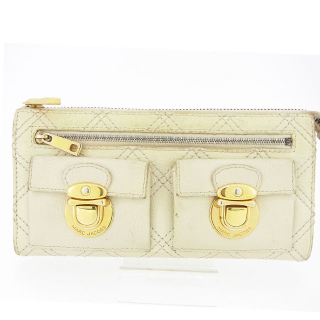 長財布 /ファスナー付き長財布 ベージュ 中古