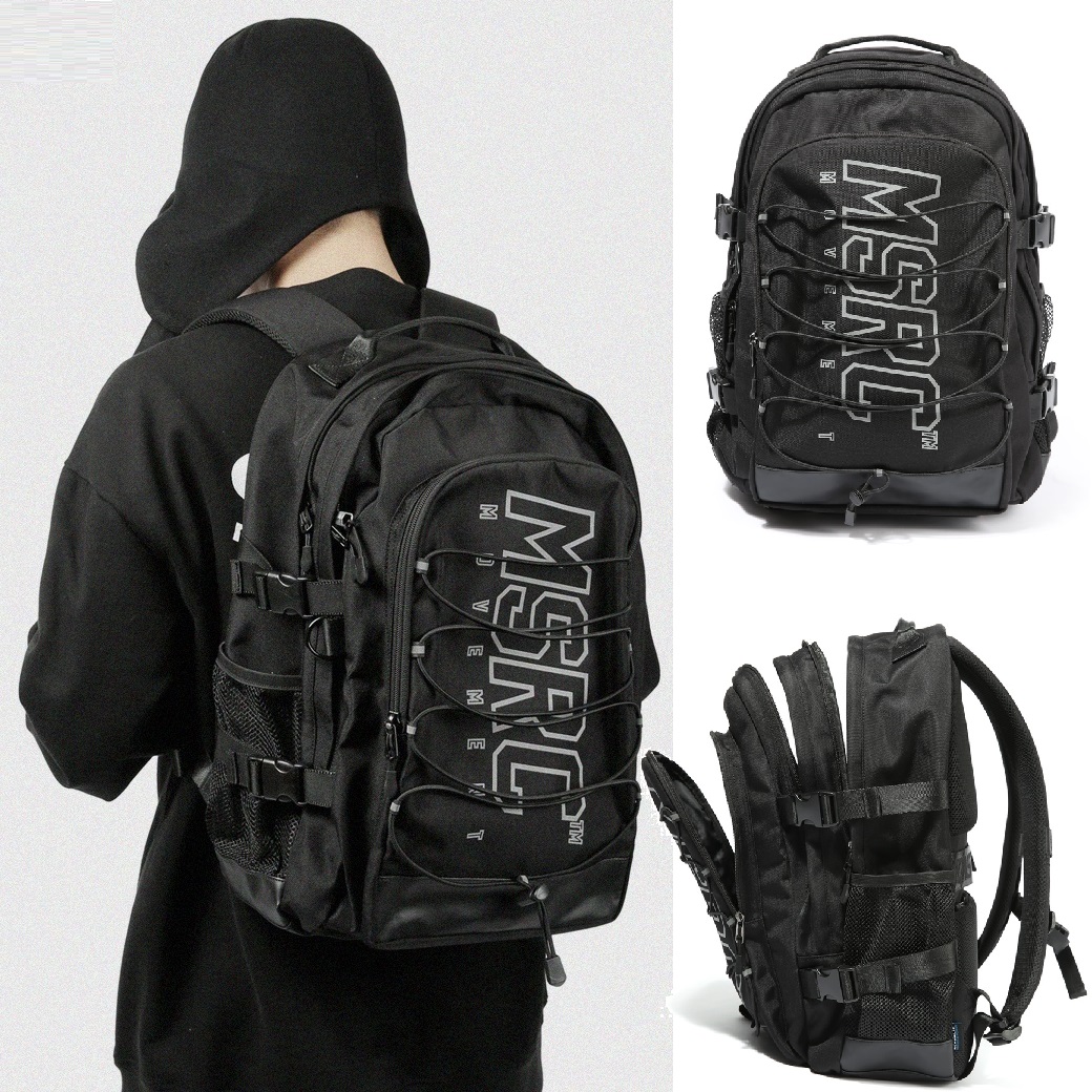 MSRC String Backpack Black デイリー 新学期 新商品 韓国人気 日常用 旅行用 男女共用