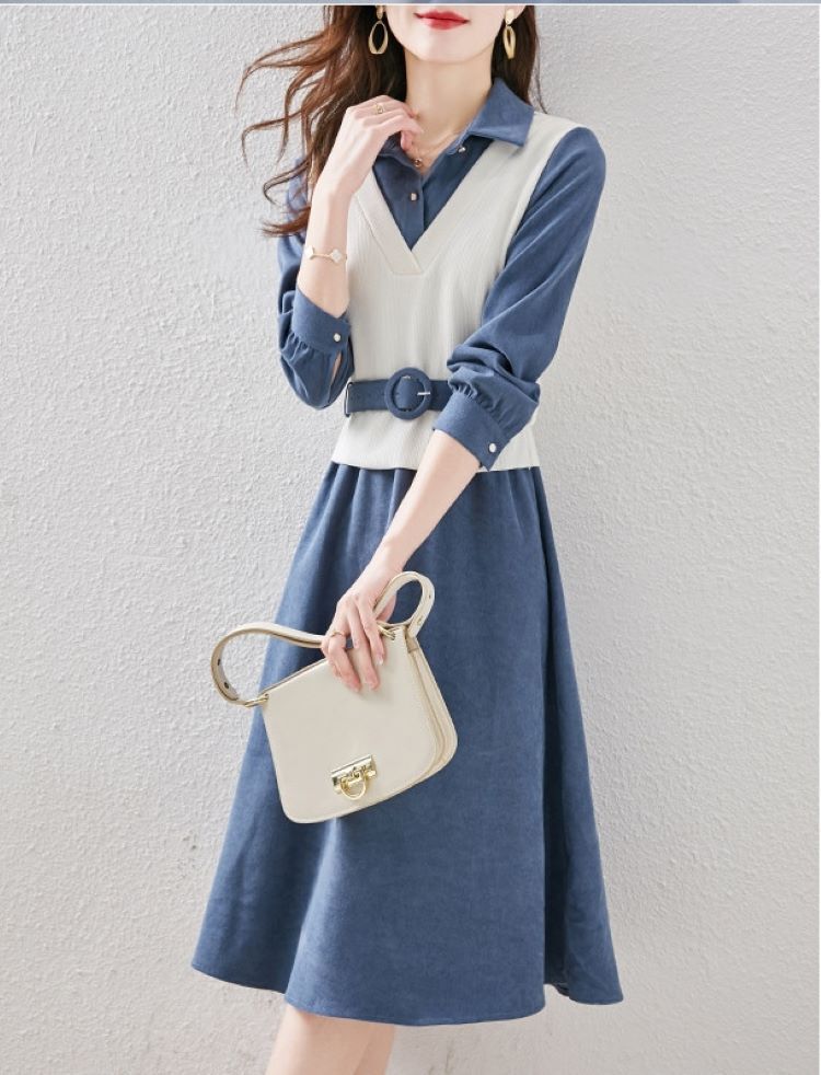 翌日発送可能 冬 秋 春 長袖 ワンピース レディース 40代 30代 代 青 ブルー シンプル 無地 その他 ワンピース ドレス サイズ L Armarinhodasnovidades Com Br