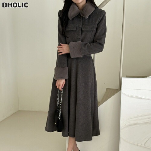 エコファーカラー肩パッドロングフレアセットアップ・1950782