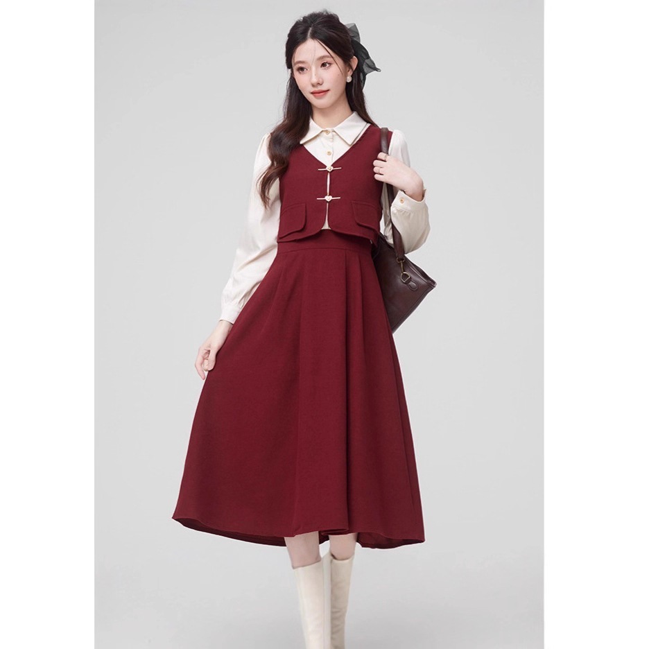 【急速出荷】送.料.無.料.通勤ジョイント 秋 ベルト ウエスト ロングスカート ワンピース 5,596円