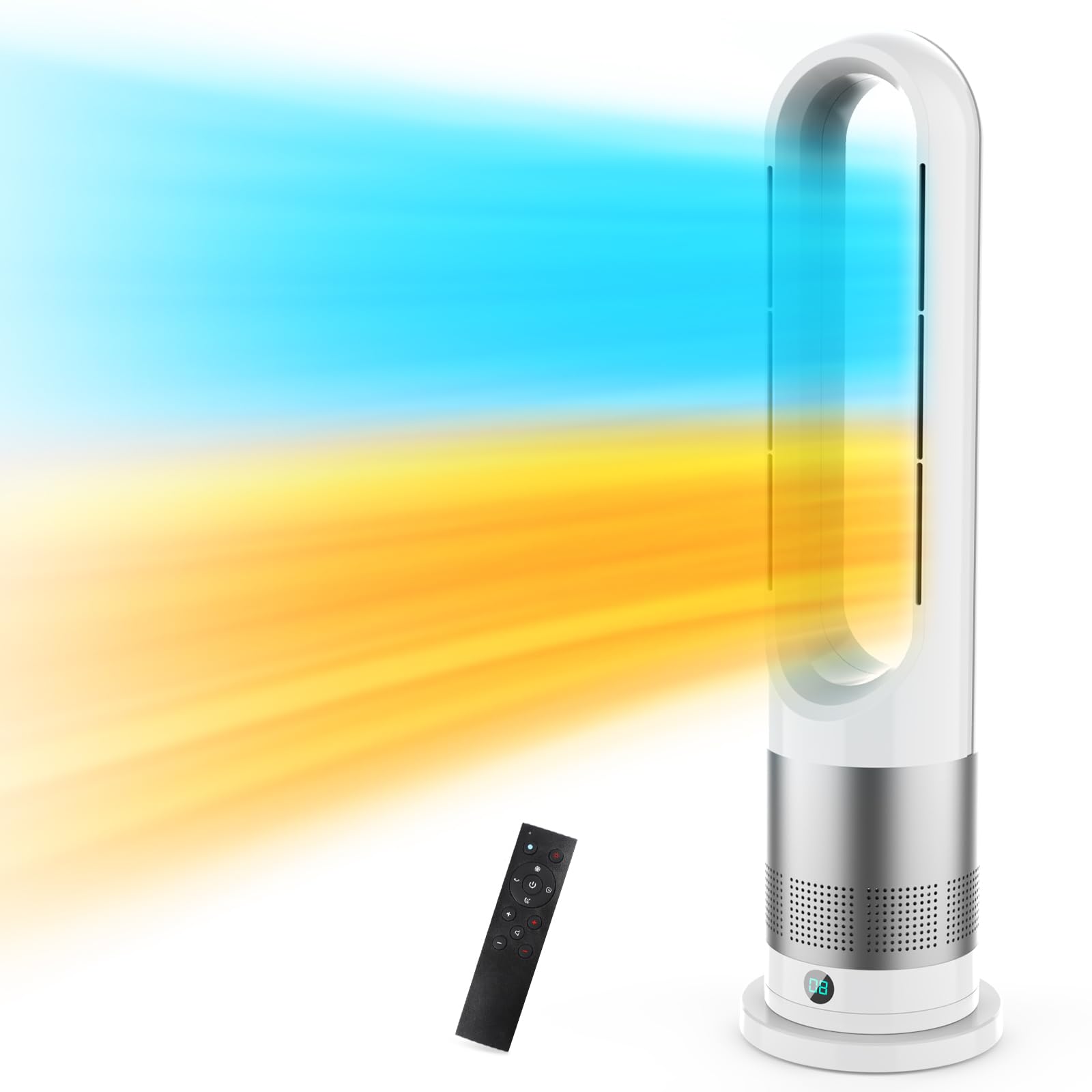 セラミックヒーター 【羽なし＆冷暖房両方に対応】 電気ファンヒーター 暖房器具 省エネ 電気ストーブ 送風40W/温風1200W 暖房 2秒速暖 3段暖風/8段冷風 9Hタイマー機能 100自動首振り