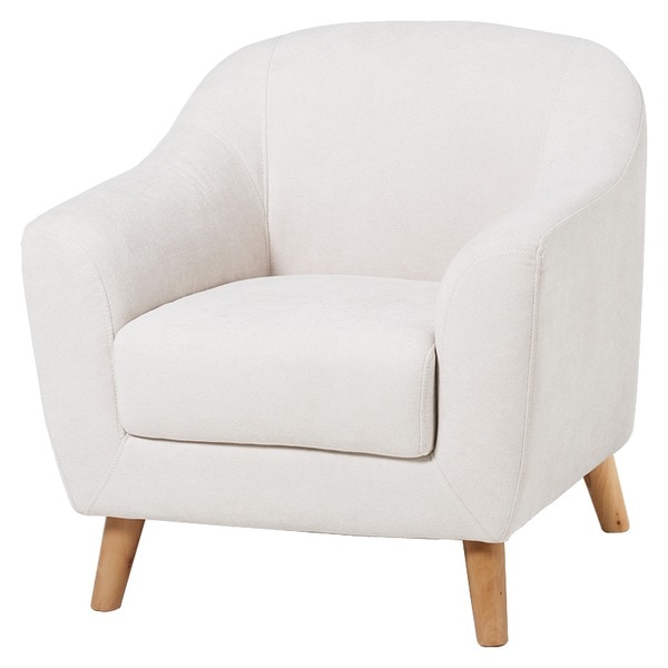 ソファ 1人掛け アイボリー 約幅70x奥行68x高さ60/73x座面高42/29cm 組立品 コンパクト