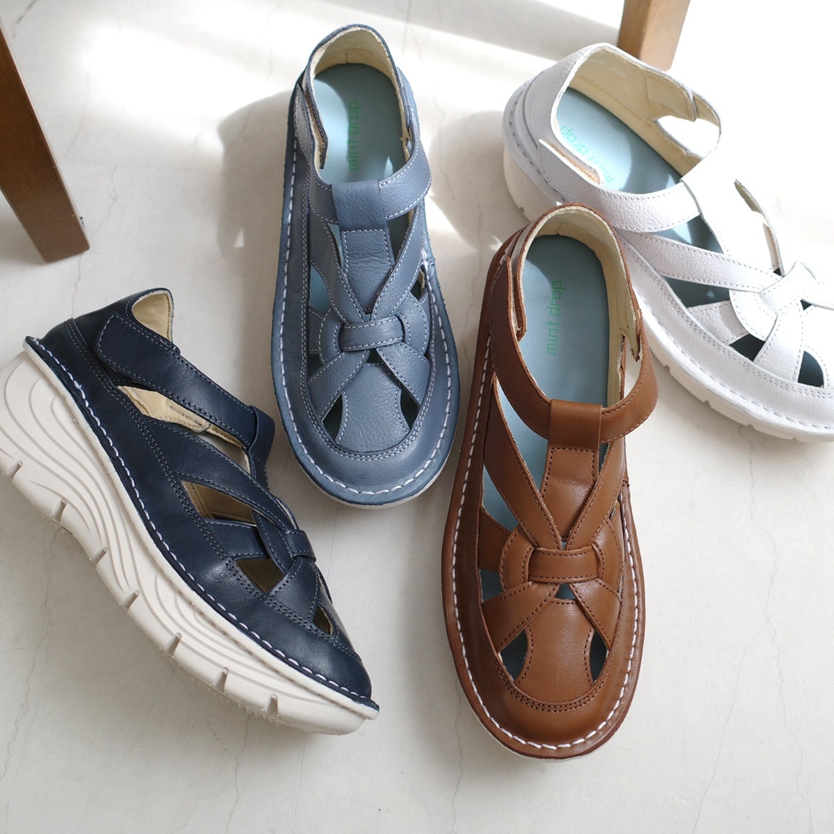 本革編み込みサンダルグルカサンダル レディース