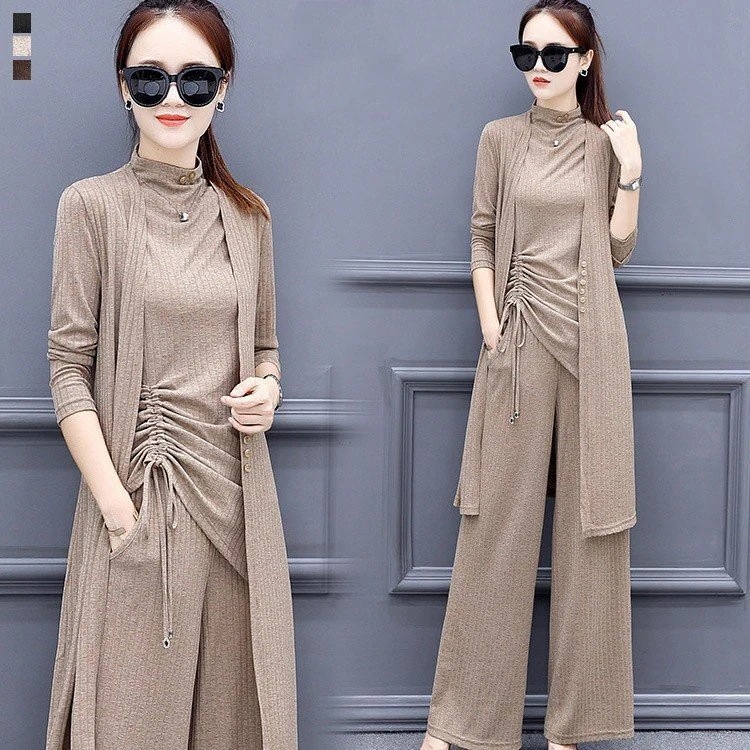 セットアップ レディース 3点セット トップス カーディガン 長袖 ガウチョパンツ フォーマル 大き 4,733円