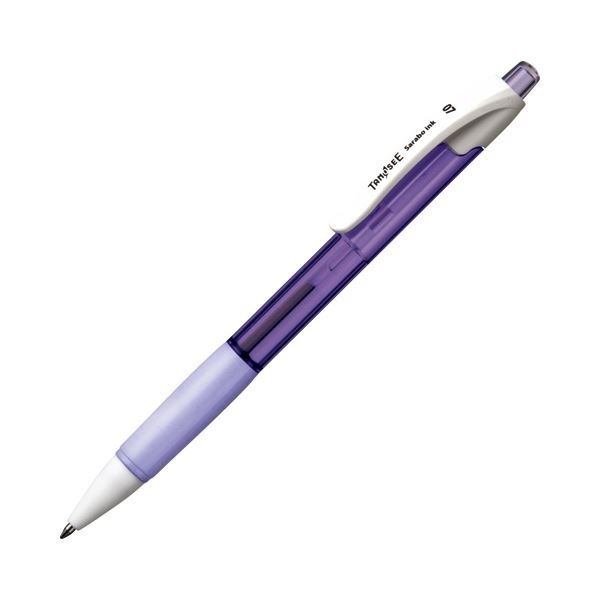 （まとめ） TANOSEE ノック式油性ボールペン（なめらかインク） 細字 0.7mm ラベンダー（インク：黒） 50本 10セット