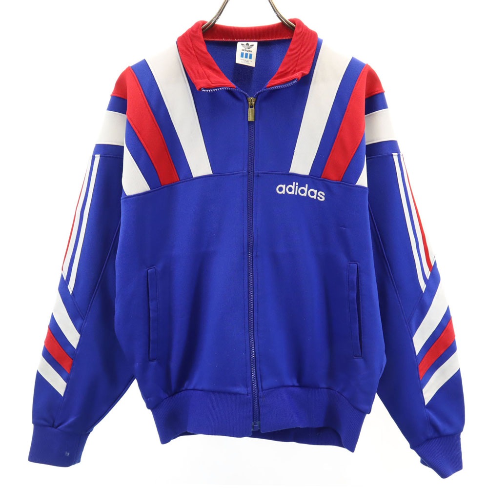 【adidas×70s-80s西ドイツ】L デサント製 トラックジャケット アディダス ロゴ刺繍 トラックジャケット ジャージ L デサント製 021
