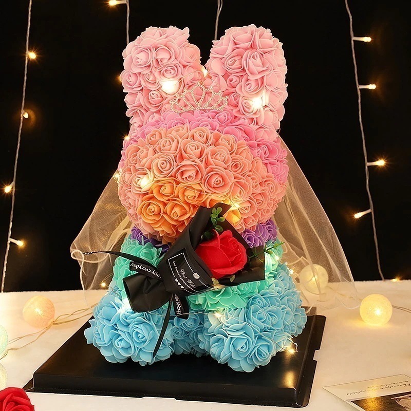 5 バレンタインデーギフト永遠の花ウサギ人形ガールフレンド誕生日飾りローズベア 5,689円