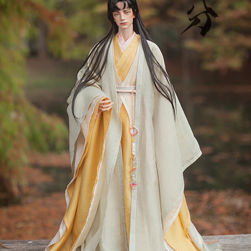 BJDドール服 古風衣装セット 時代服 黄色系 80cm/70cm/SD/MSDサイズ人形用衣装