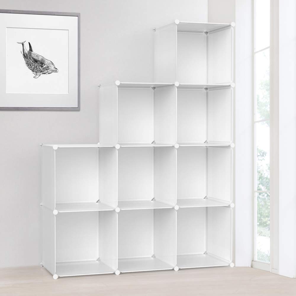 Vacplus 収納棚 大容量 収納ラック 組み立て式 整理棚 収納ボックス 本棚 衣類収納ボックス 多用途 耐久性 省スペース 収納便利 ブラック 1個幅30×奥行30×高30 9ボックス （ホワ
