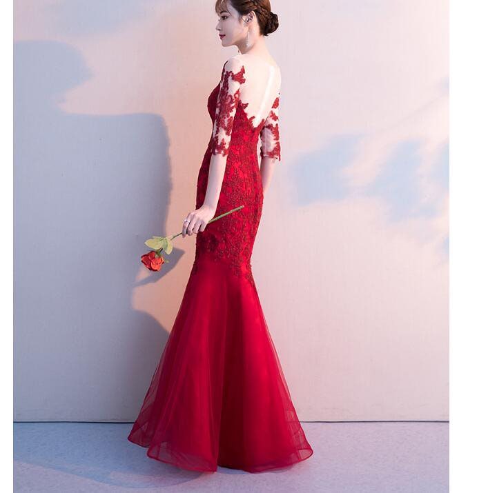 スタイリッシュ レースマーメイドドレス マキシ丈ワンピース ロングドレス お呼ばれドレス パーティー 9,110円