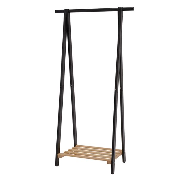 北欧風 ハンガーラック/コートハンガー ダークグレー 幅80奥行41高さ150cm 棚板付き 組立式 寝室