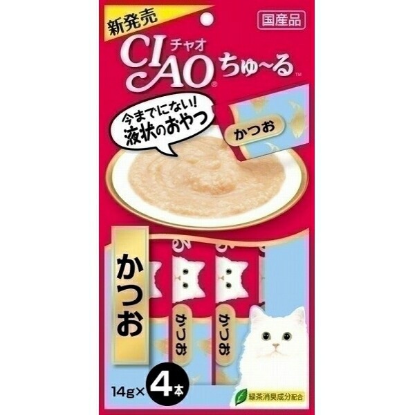 （まとめ買い）CIAO ちゅる かつお 14gx4本 SC-72 猫用おやつ [x24]
