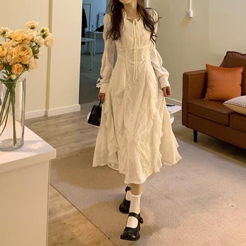 6月の新製品15日間のみ ベストセラーワンピース ロングワンピ 地雷型 お嬢様 韓国 原宿系 ゴスロリ ゴシック ロリータ 韓国 無地 フリル リボン 春 秋 長袖 ロング ミモレ おしゃれ 可愛い 4,693円