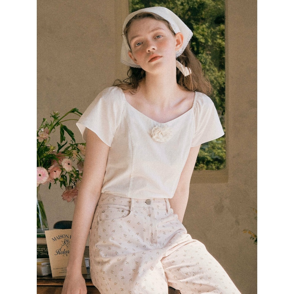 ロラローラローズスモーキングブラウスホワイト