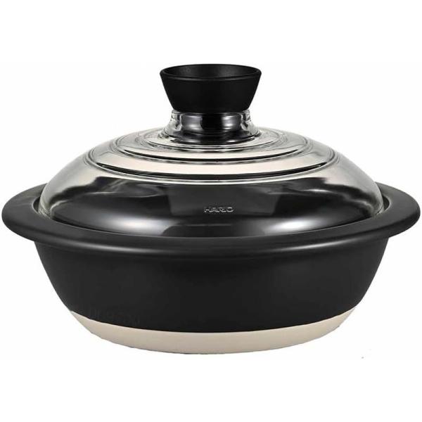 HARIO ハリオ GDN-225-B-W ホワイト フタがガラスの土鍋 8号 日本製