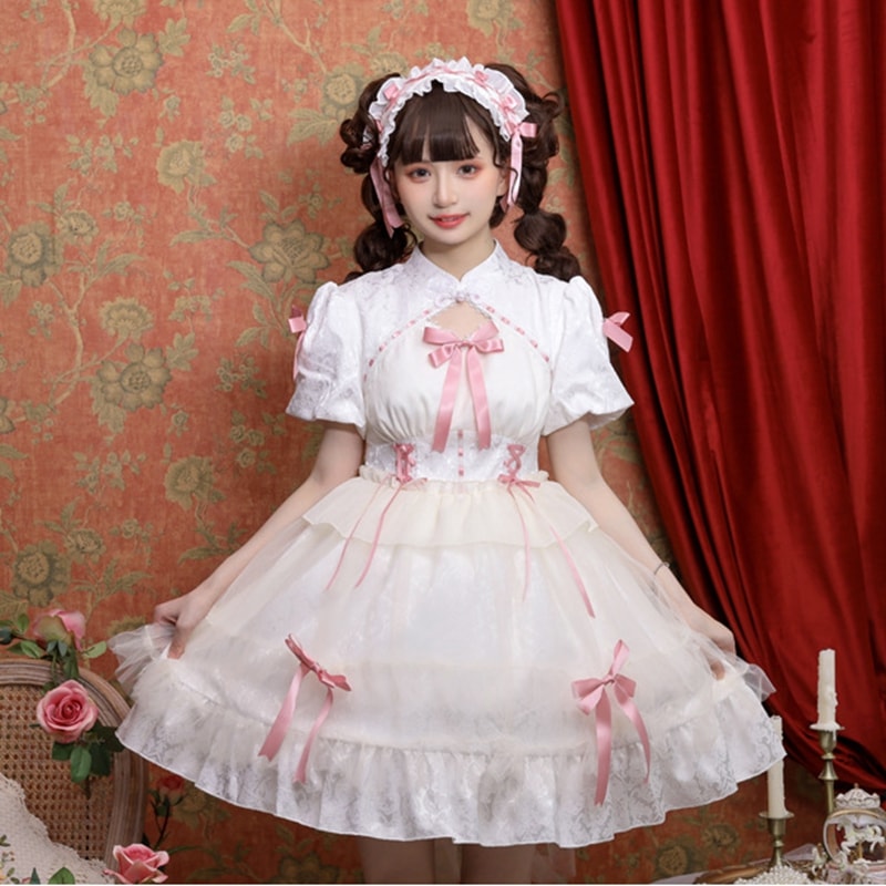 ロリータドレス ロリータワンピース 半袖 コスプレ ブラック ホワイト ３種類