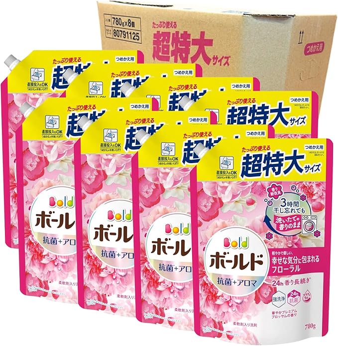P&G ボールド 洗濯洗剤 液体 プレミアムブロッサム 詰替 780g ケース 8個